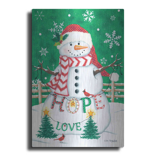 Luxe Metal Art 'Merry Snowman' by Lisa Kennedy, Metal Wall Art