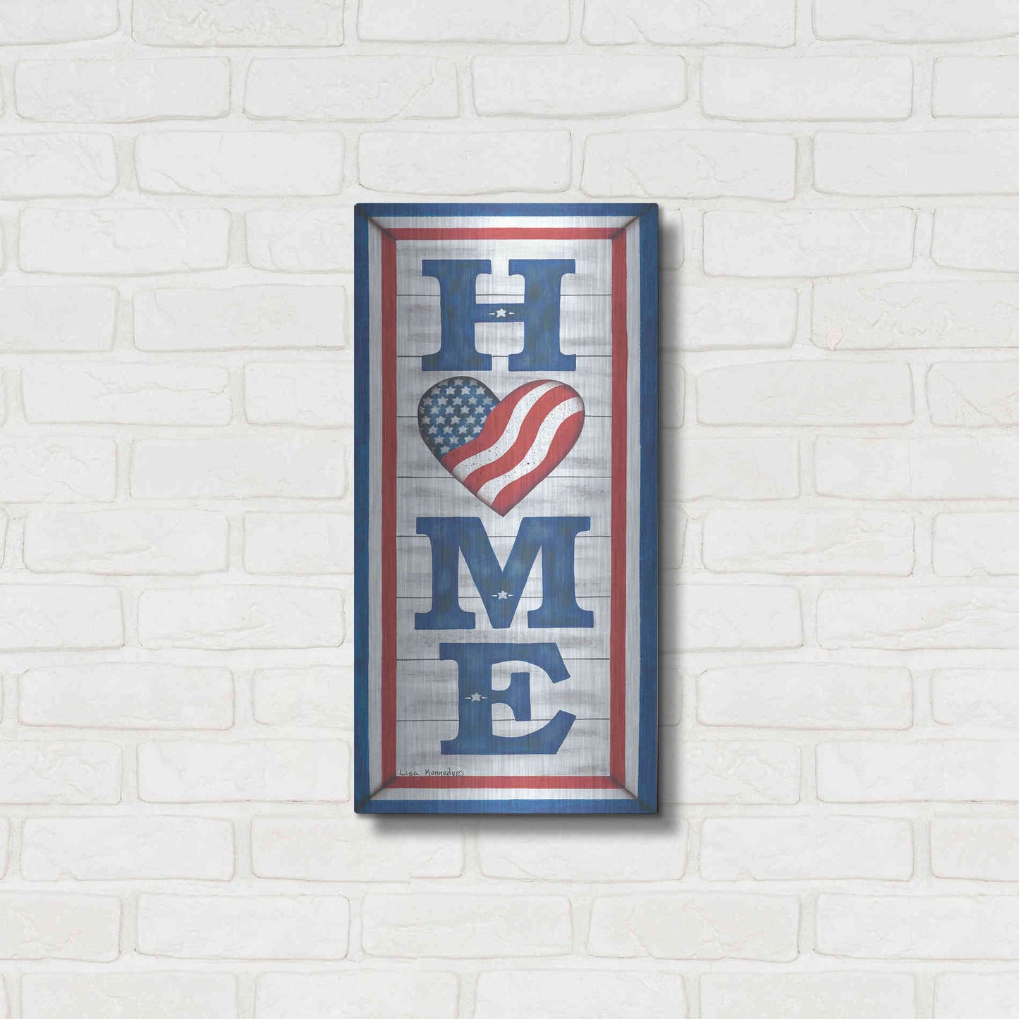Luxe Metal Art 'Patriotic Home' by Lisa Kennedy, Metal Wall Art,12x24
