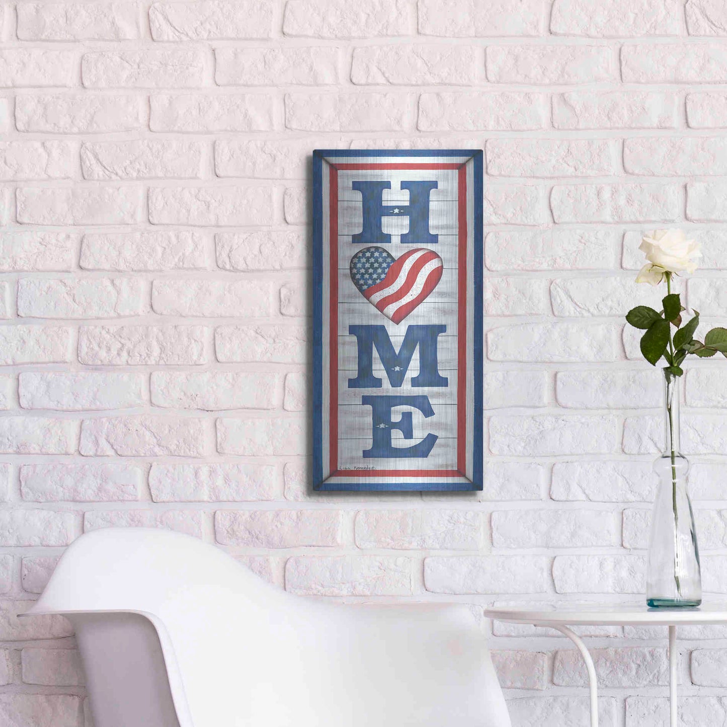 Luxe Metal Art 'Patriotic Home' by Lisa Kennedy, Metal Wall Art,12x24