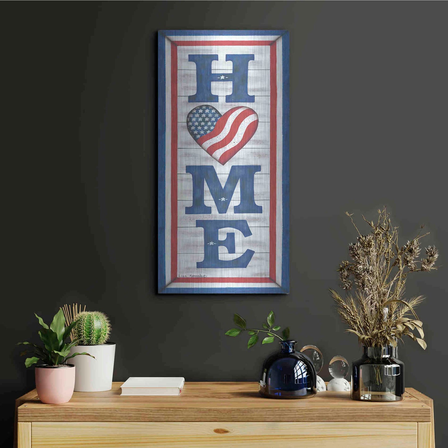 Luxe Metal Art 'Patriotic Home' by Lisa Kennedy, Metal Wall Art,12x24