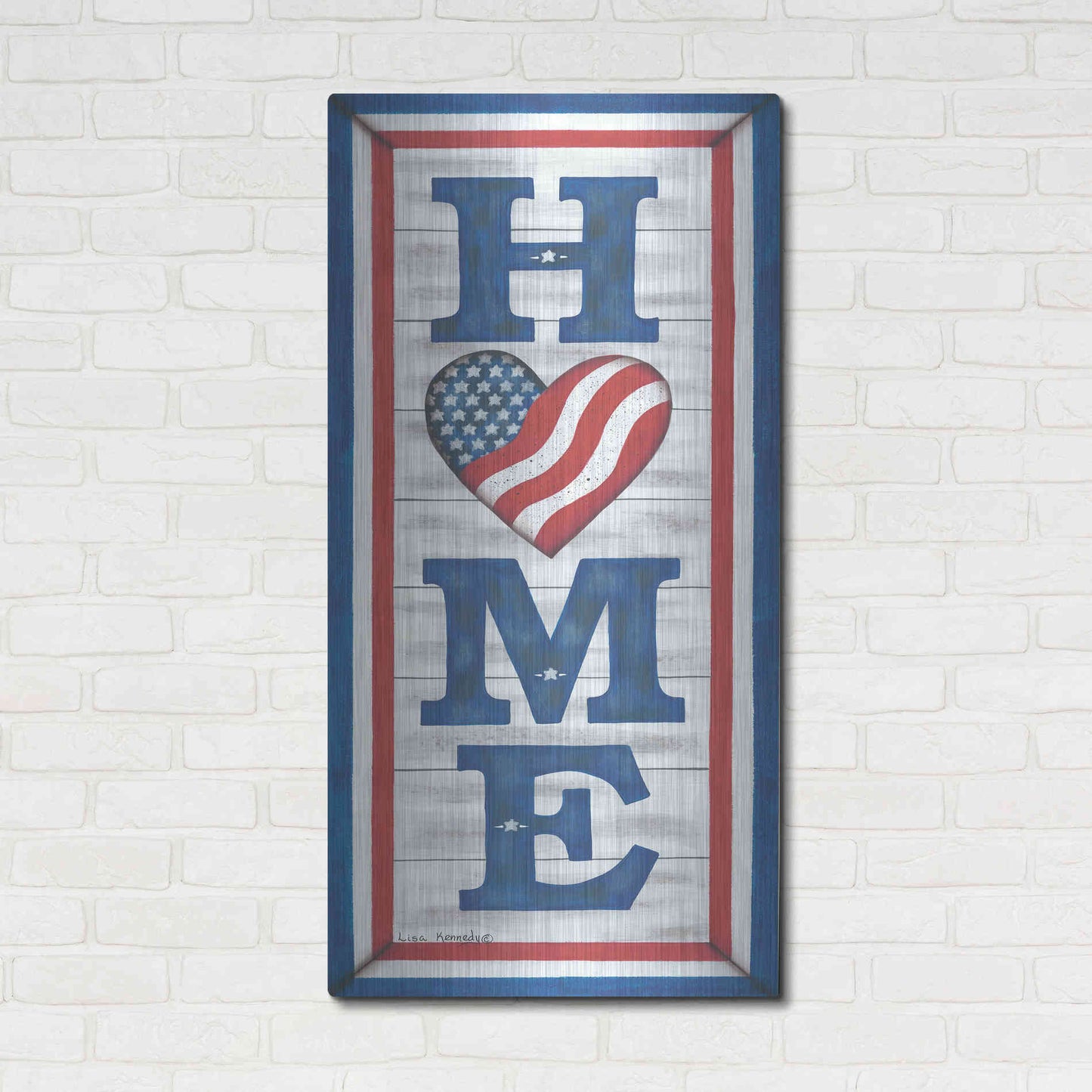 Luxe Metal Art 'Patriotic Home' by Lisa Kennedy, Metal Wall Art,24x48