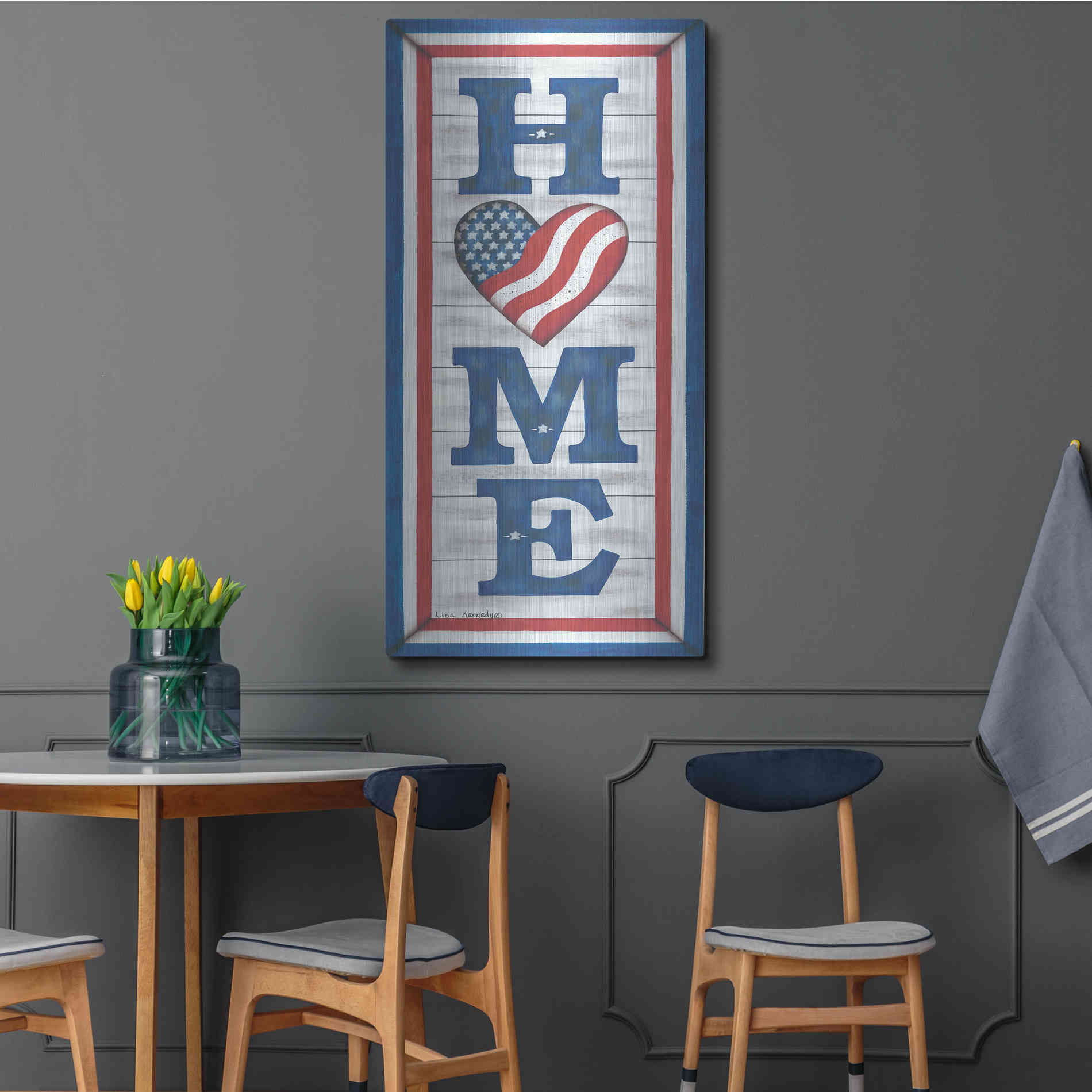 Luxe Metal Art 'Patriotic Home' by Lisa Kennedy, Metal Wall Art,24x48