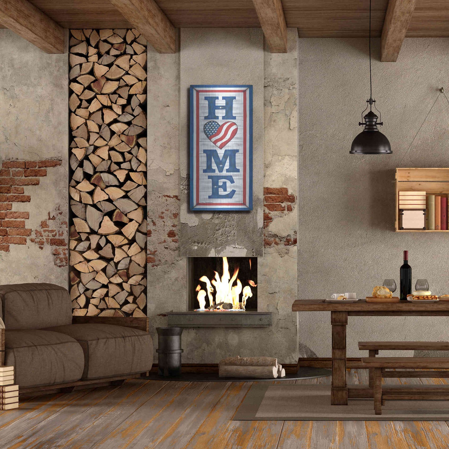 Luxe Metal Art 'Patriotic Home' by Lisa Kennedy, Metal Wall Art,24x48