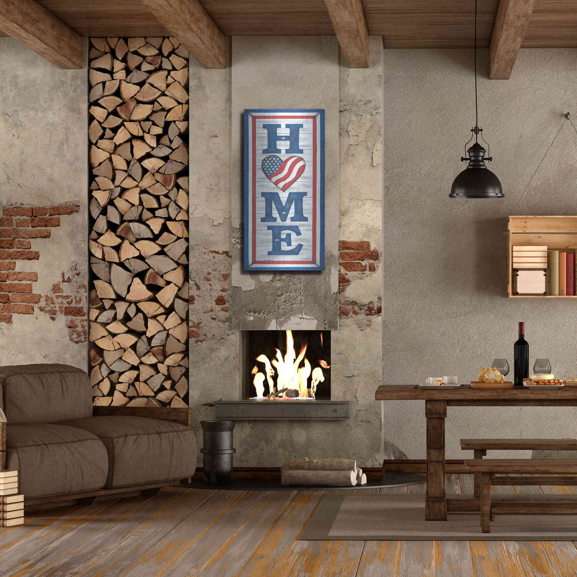 Luxe Metal Art 'Patriotic Home' by Lisa Kennedy, Metal Wall Art,24x48