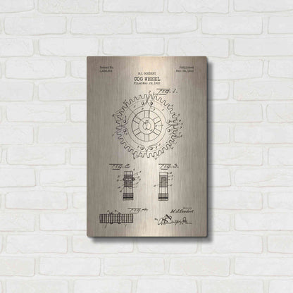Luxe Metal Art 'Cog Wheel Blueprint Patent Parchment' Metal Wall Art,16x24