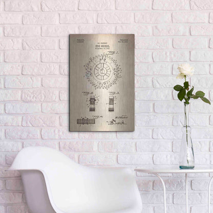 Luxe Metal Art 'Cog Wheel Blueprint Patent Parchment' Metal Wall Art,16x24