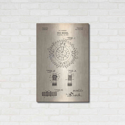 Luxe Metal Art 'Cog Wheel Blueprint Patent Parchment' Metal Wall Art,24x36