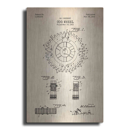 Luxe Metal Art 'Cog Wheel Blueprint Patent Parchment' Metal Wall Art
