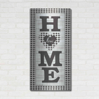 Luxe Metal Art 'Black & White Plaid Home' by Lisa Kennedy, Metal Wall Art,24x48