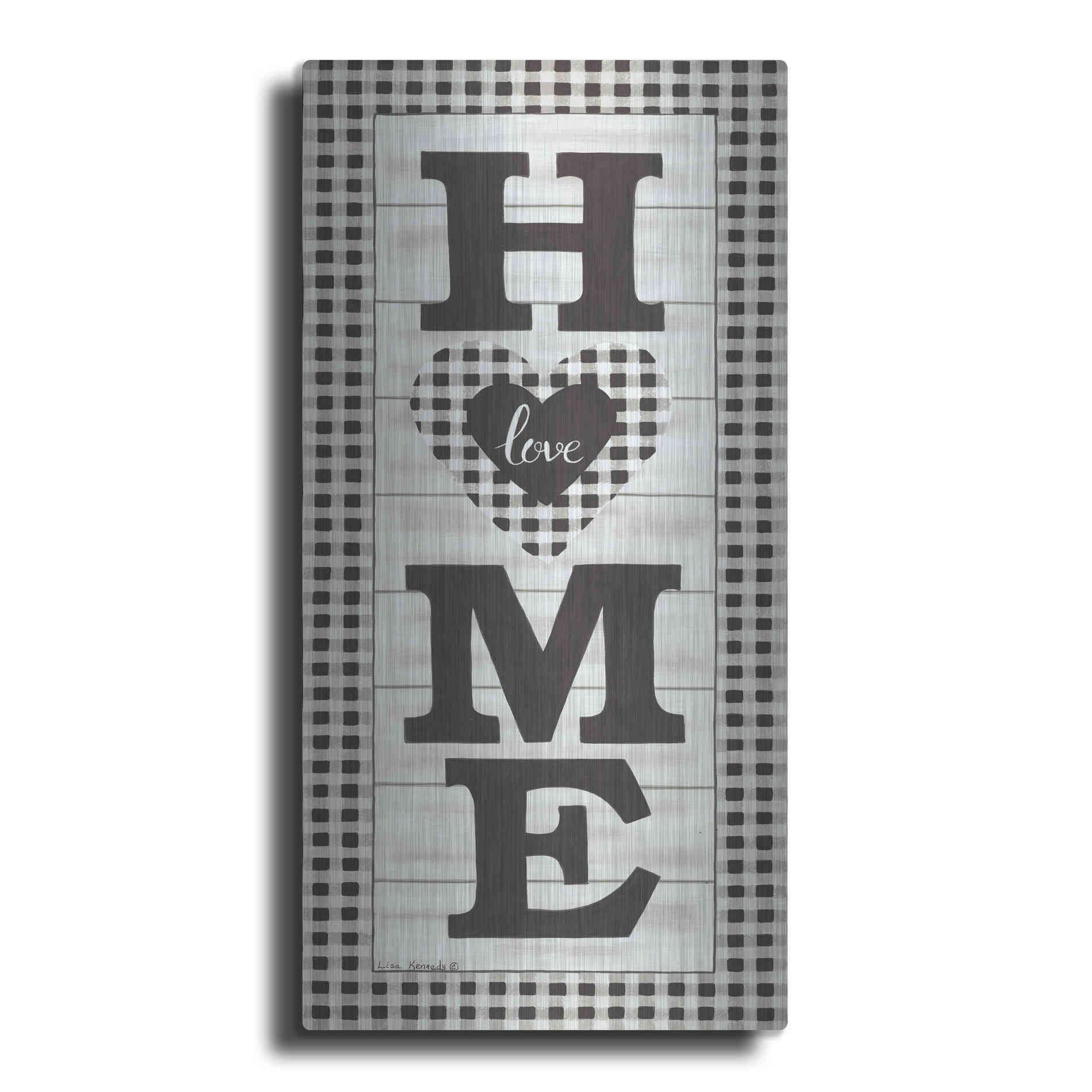 Luxe Metal Art 'Black & White Plaid Home' by Lisa Kennedy, Metal Wall Art