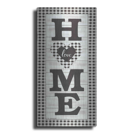 Luxe Metal Art 'Black & White Plaid Home' by Lisa Kennedy, Metal Wall Art