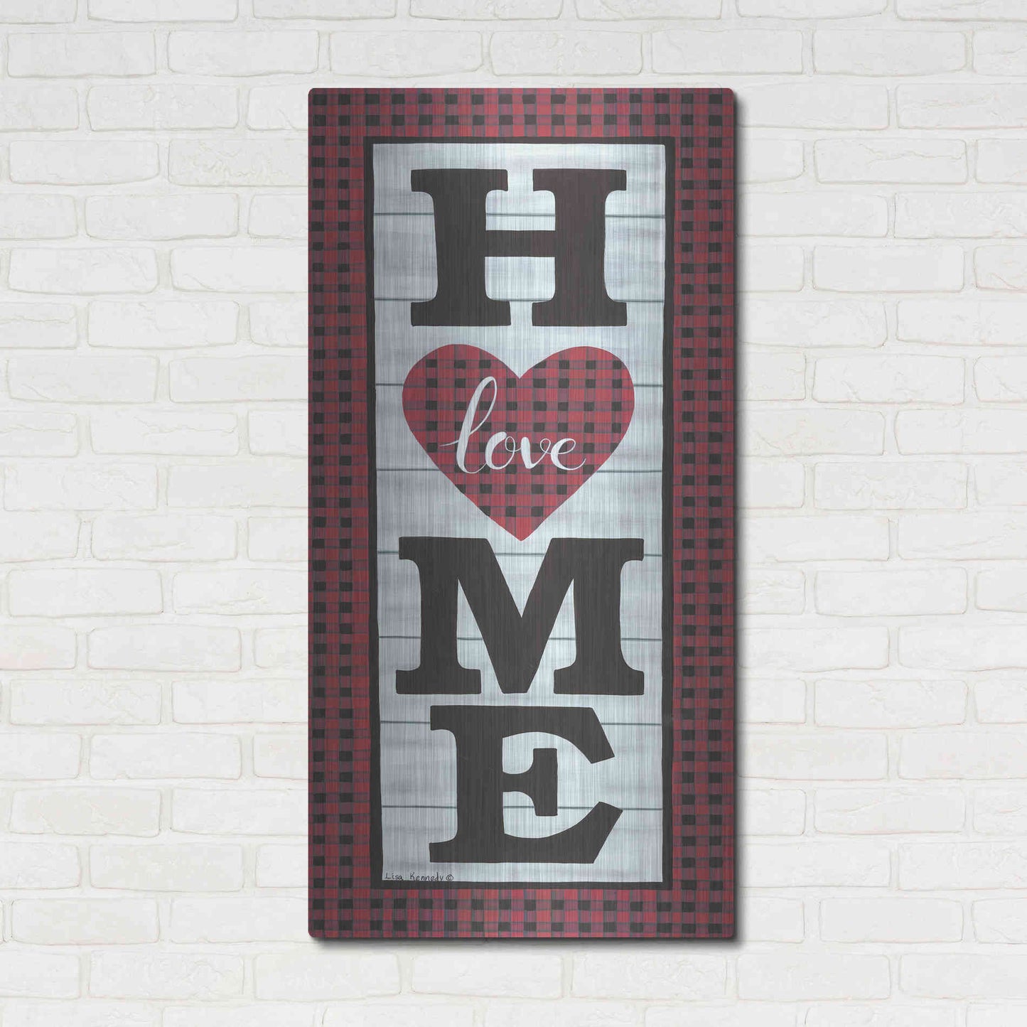 Luxe Metal Art 'Love Home' by Lisa Kennedy, Metal Wall Art,24x48