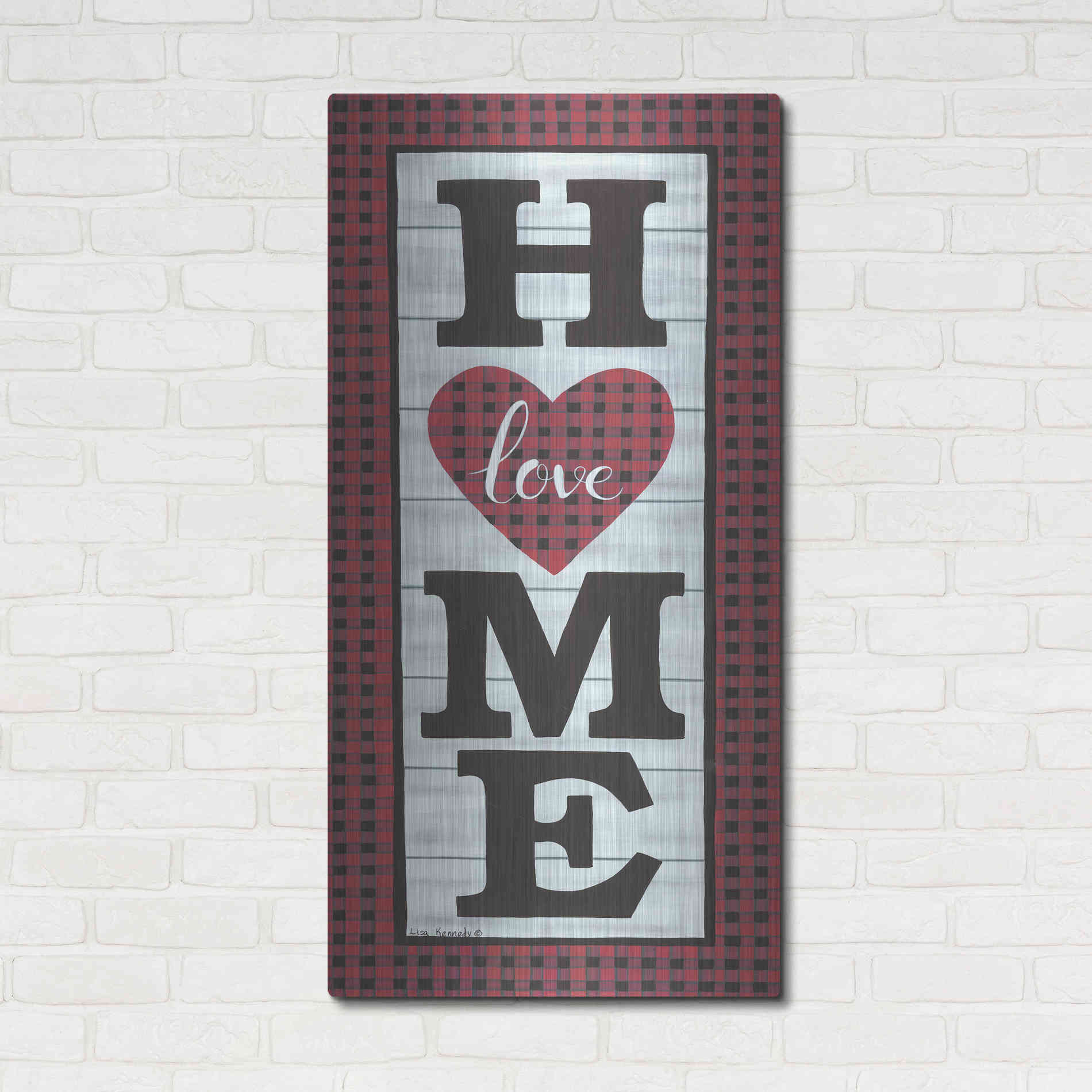 Luxe Metal Art 'Love Home' by Lisa Kennedy, Metal Wall Art,24x48