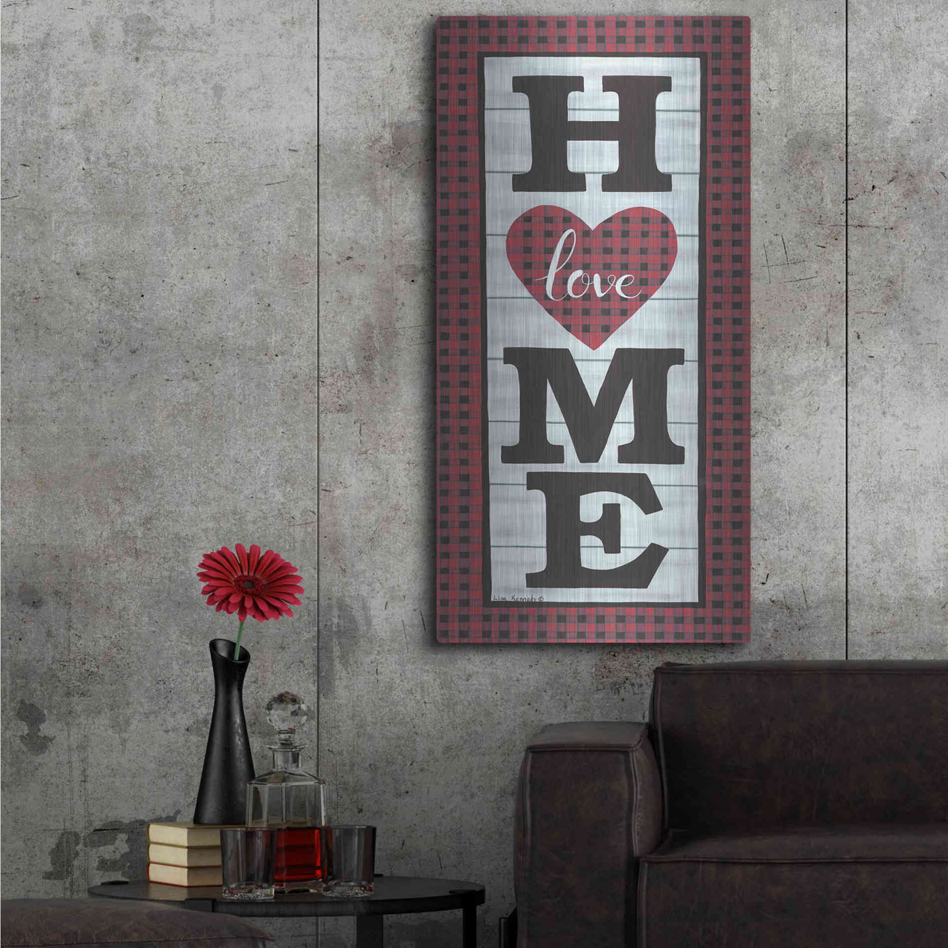 Luxe Metal Art 'Love Home' by Lisa Kennedy, Metal Wall Art,24x48