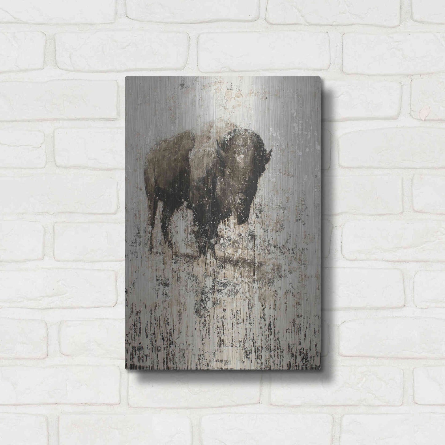 Luxe Metal Art 'Lone Buffalo' by Matt Flint, Metal Wall Art,12x16