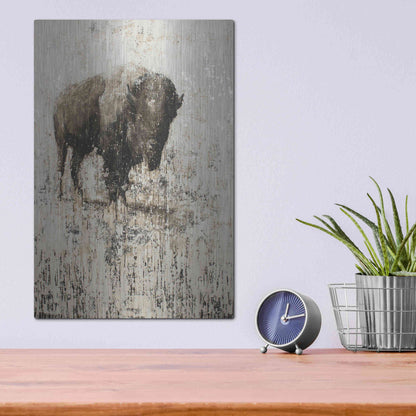 Luxe Metal Art 'Lone Buffalo' by Matt Flint, Metal Wall Art,12x16