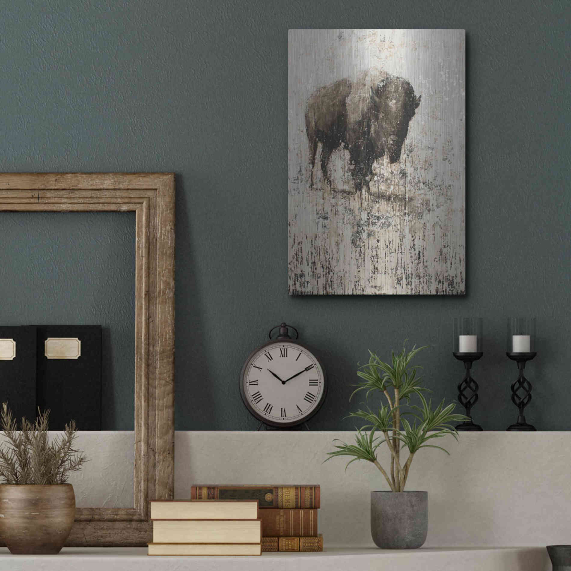 Luxe Metal Art 'Lone Buffalo' by Matt Flint, Metal Wall Art,12x16