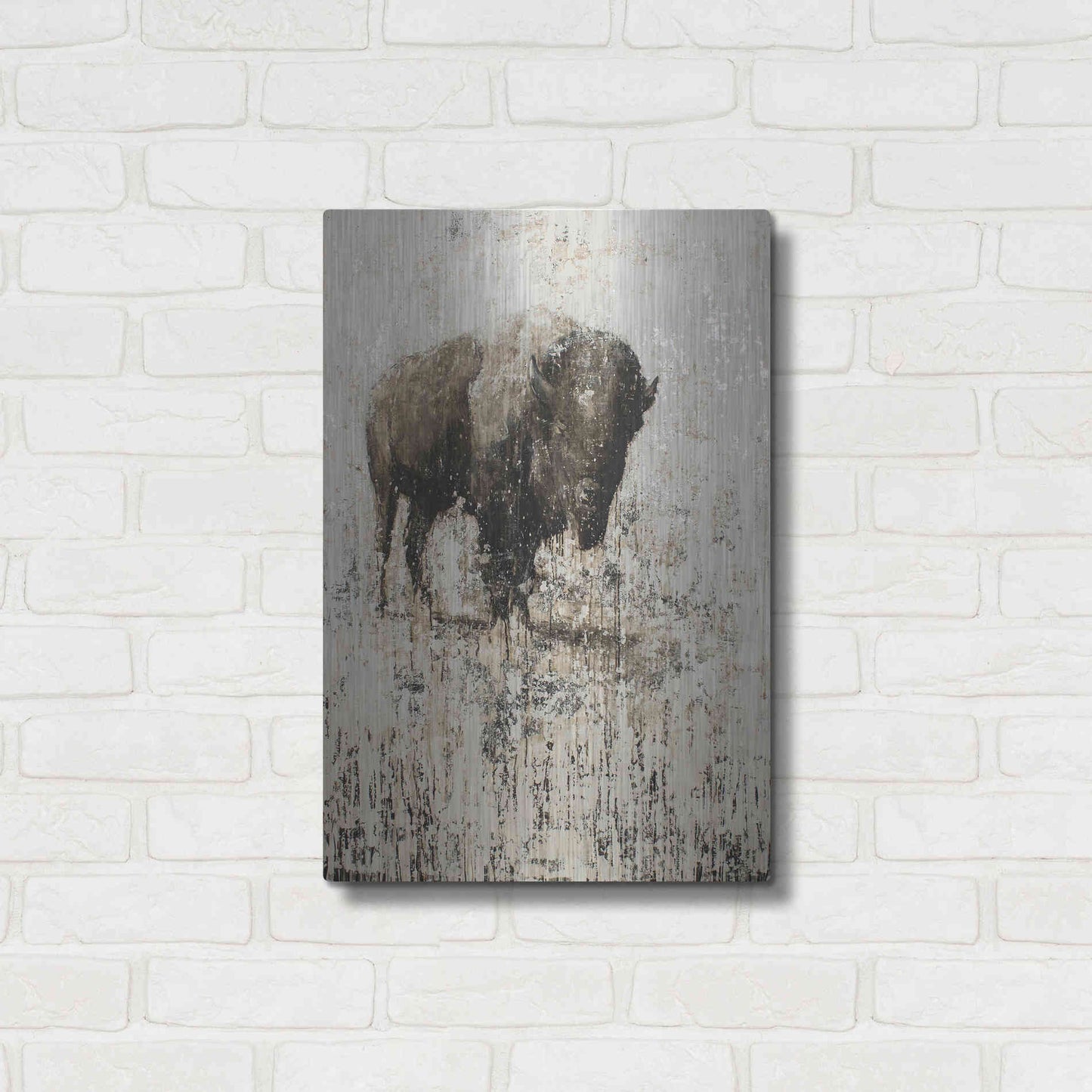 Luxe Metal Art 'Lone Buffalo' by Matt Flint, Metal Wall Art,16x24