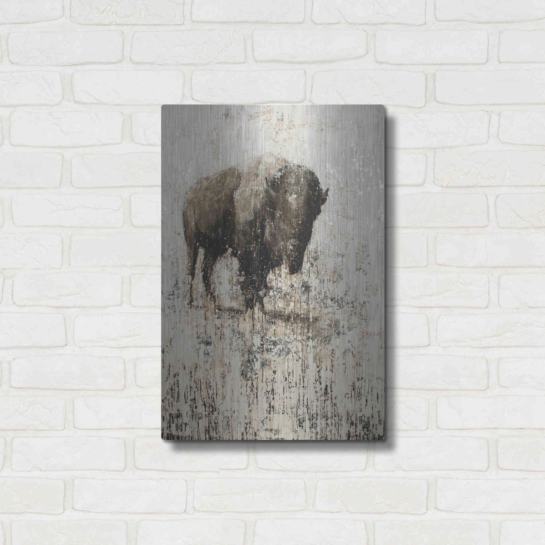 Luxe Metal Art 'Lone Buffalo' by Matt Flint, Metal Wall Art,16x24