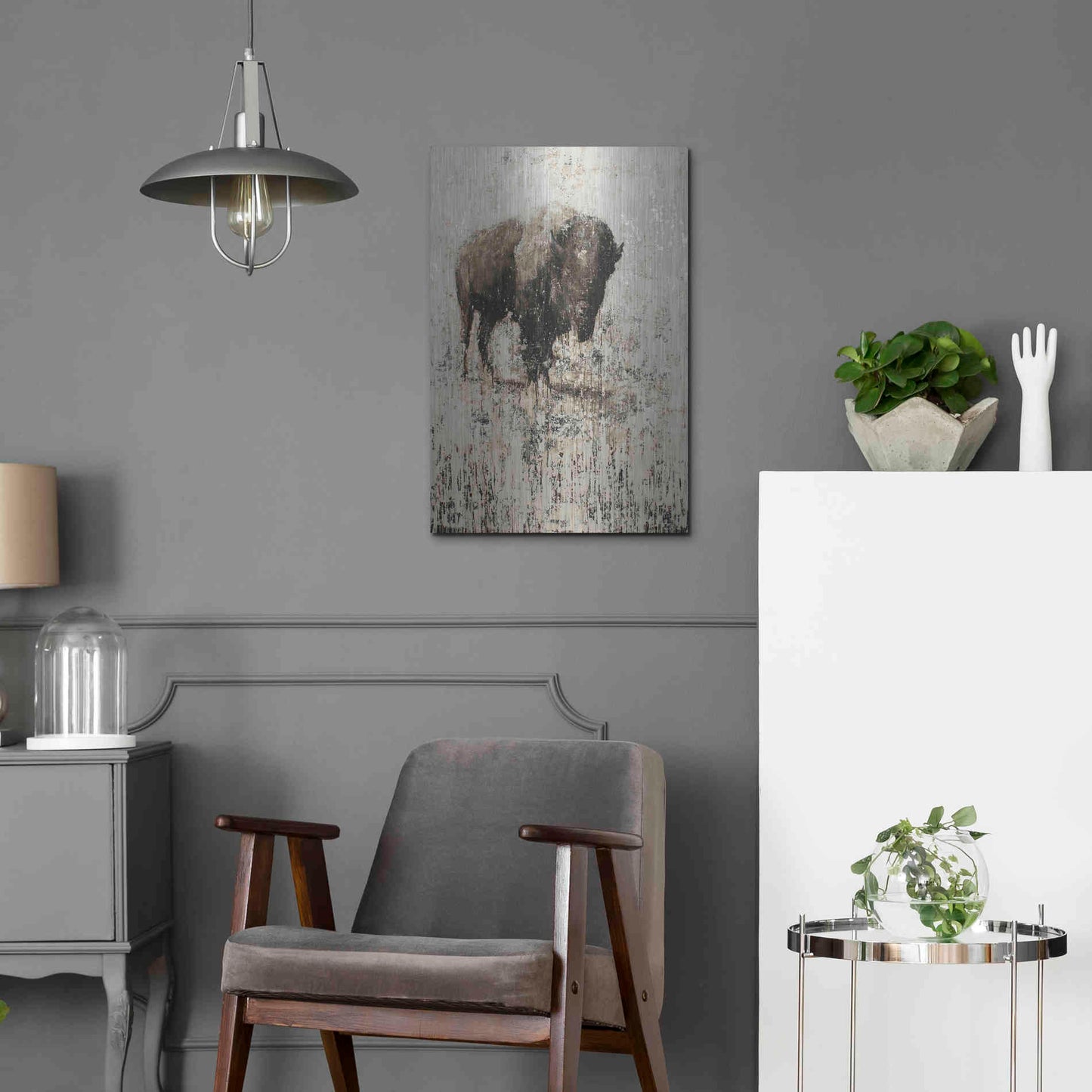 Luxe Metal Art 'Lone Buffalo' by Matt Flint, Metal Wall Art,16x24