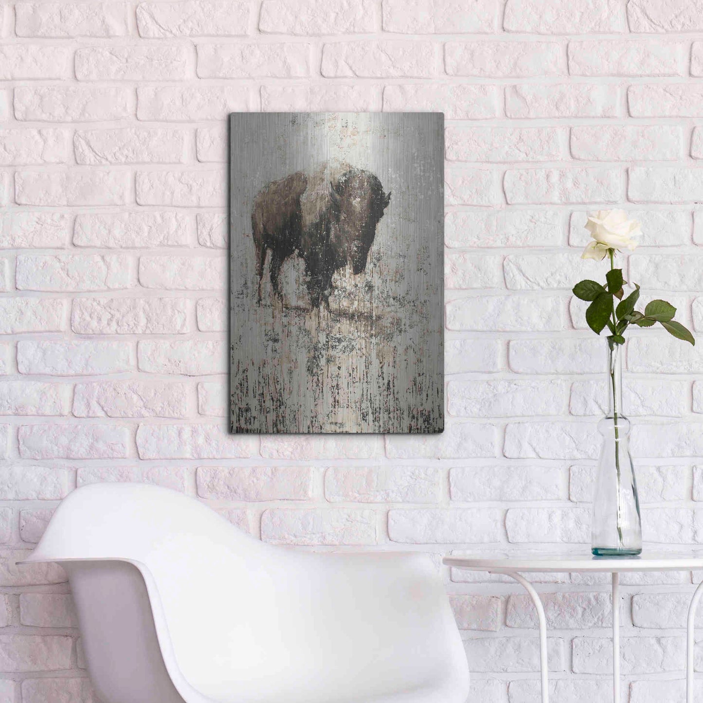 Luxe Metal Art 'Lone Buffalo' by Matt Flint, Metal Wall Art,16x24