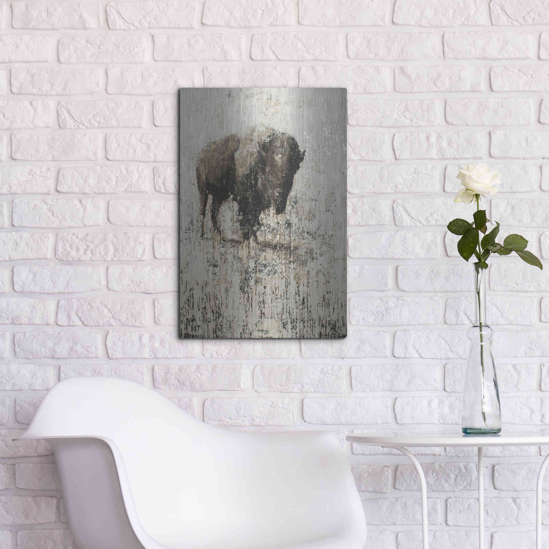 Luxe Metal Art 'Lone Buffalo' by Matt Flint, Metal Wall Art,16x24