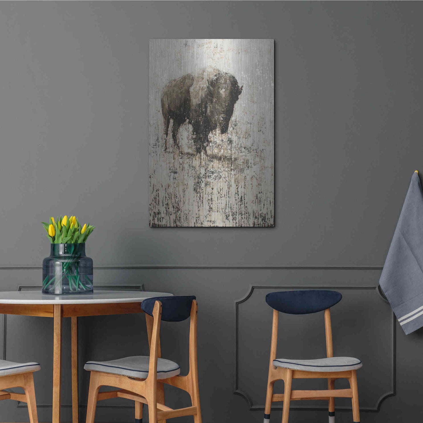 Luxe Metal Art 'Lone Buffalo' by Matt Flint, Metal Wall Art,24x36