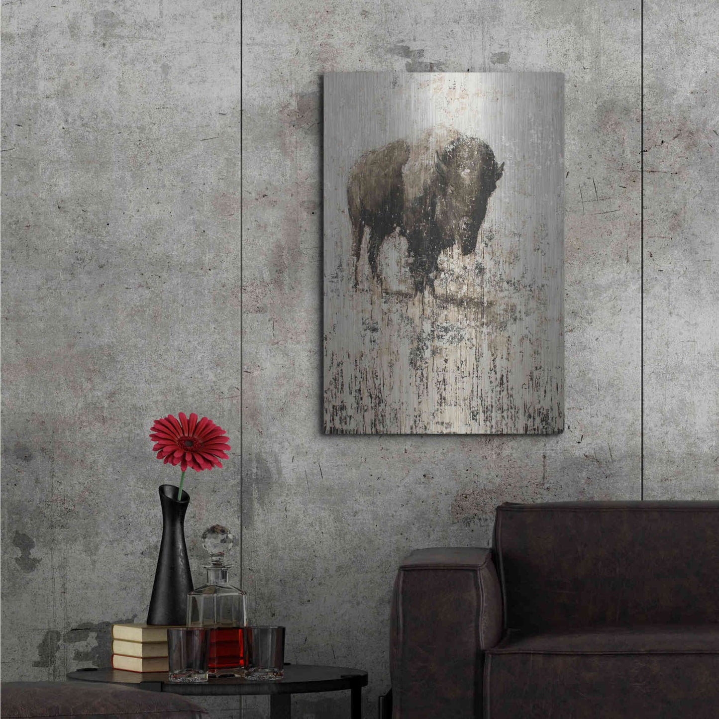Luxe Metal Art 'Lone Buffalo' by Matt Flint, Metal Wall Art,24x36