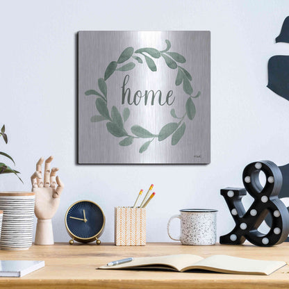 Luxe Metal Art 'Welcome Home Wreath' by Kate Sherrill, Metal Wall Art,12x12