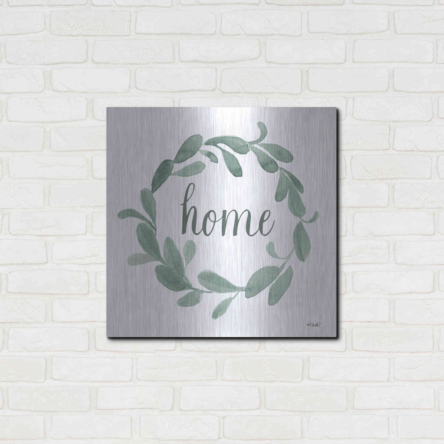 Luxe Metal Art 'Welcome Home Wreath' by Kate Sherrill, Metal Wall Art,24x24