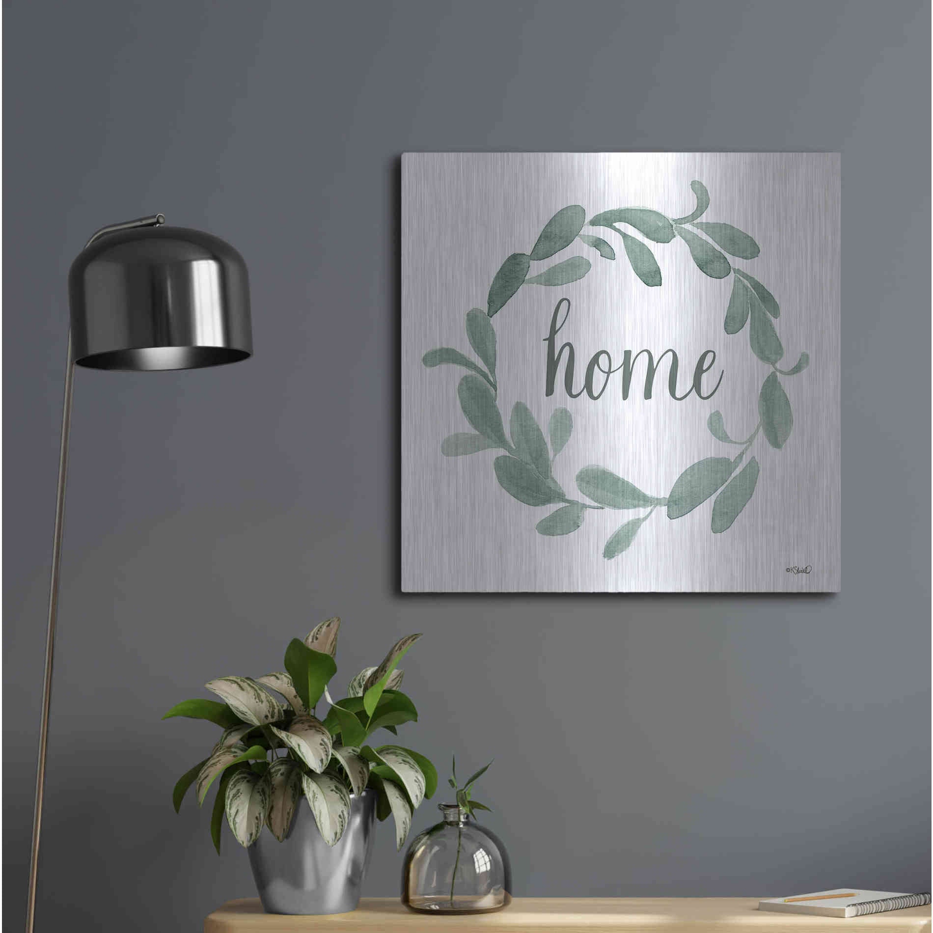 Luxe Metal Art 'Welcome Home Wreath' by Kate Sherrill, Metal Wall Art,24x24