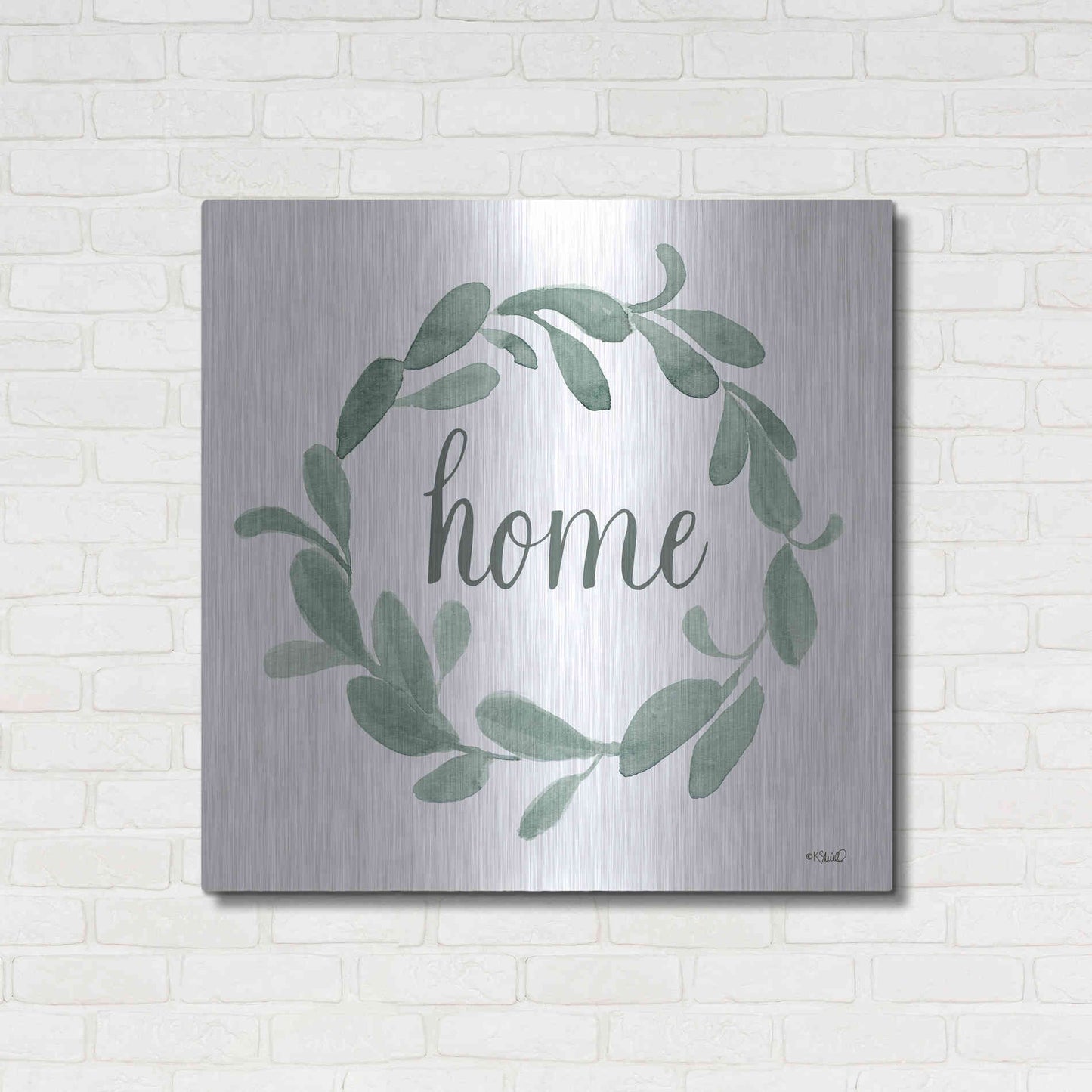 Luxe Metal Art 'Welcome Home Wreath' by Kate Sherrill, Metal Wall Art,36x36