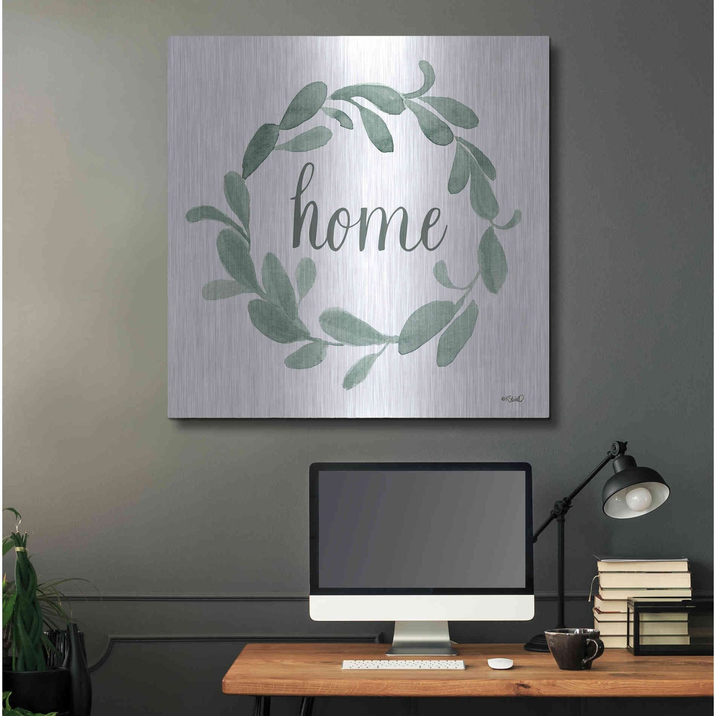 Luxe Metal Art 'Welcome Home Wreath' by Kate Sherrill, Metal Wall Art,36x36