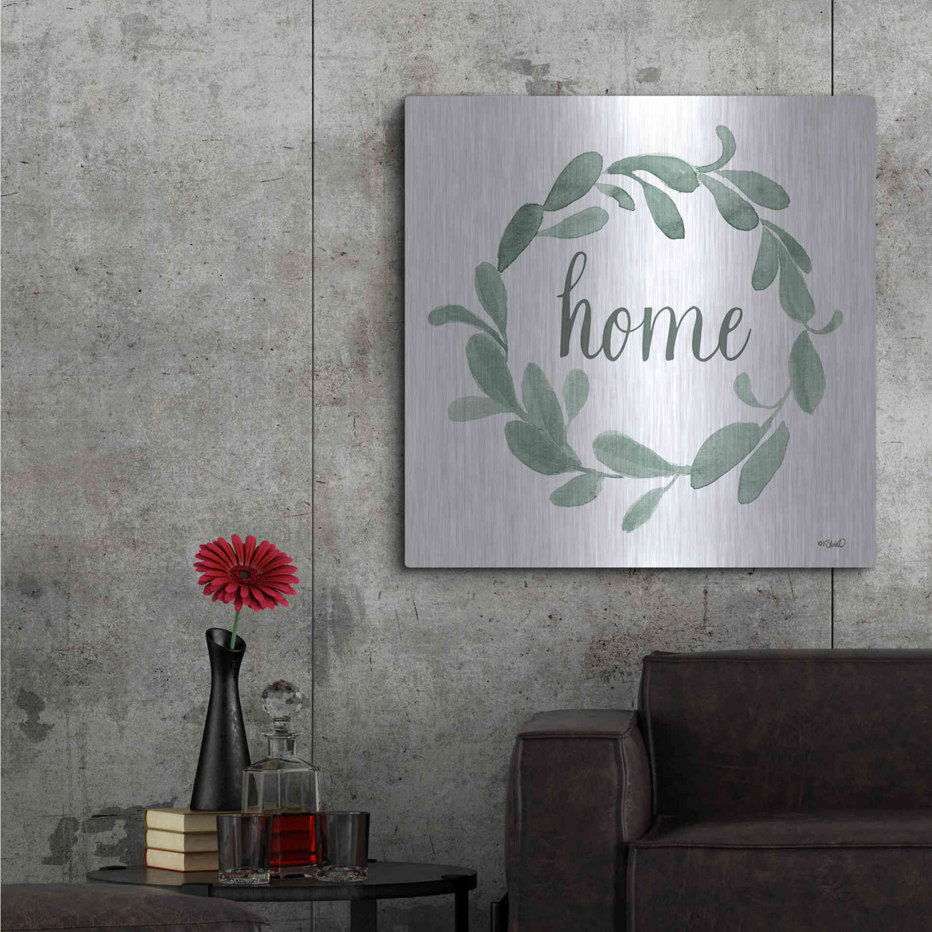 Luxe Metal Art 'Welcome Home Wreath' by Kate Sherrill, Metal Wall Art,36x36