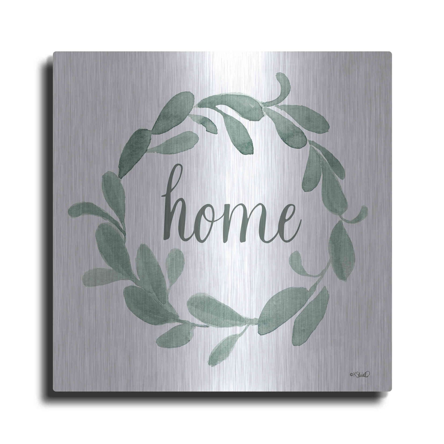 Luxe Metal Art 'Welcome Home Wreath' by Kate Sherrill, Metal Wall Art