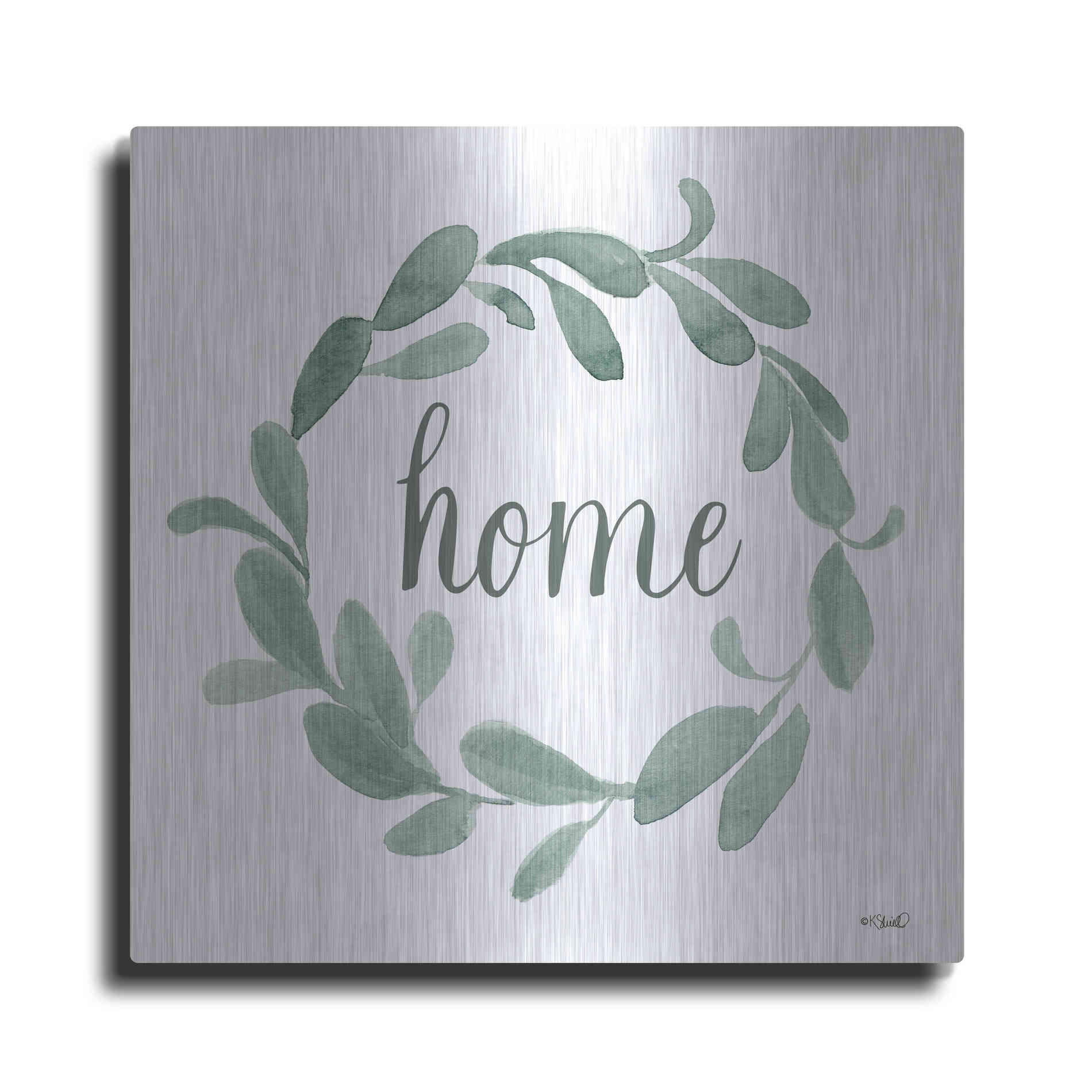 Luxe Metal Art 'Welcome Home Wreath' by Kate Sherrill, Metal Wall Art