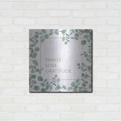 Luxe Metal Art 'Family Love Gratitude Eucalyptus' by Kate Sherrill, Metal Wall Art,24x24