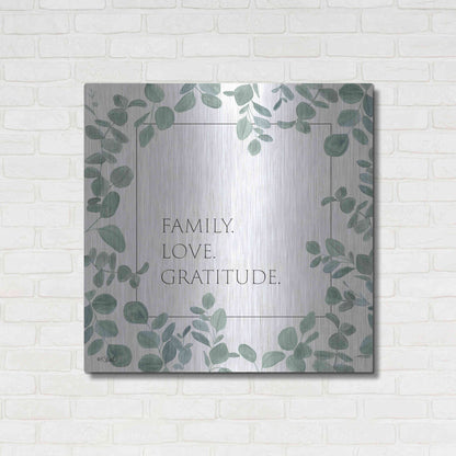 Luxe Metal Art 'Family Love Gratitude Eucalyptus' by Kate Sherrill, Metal Wall Art,36x36