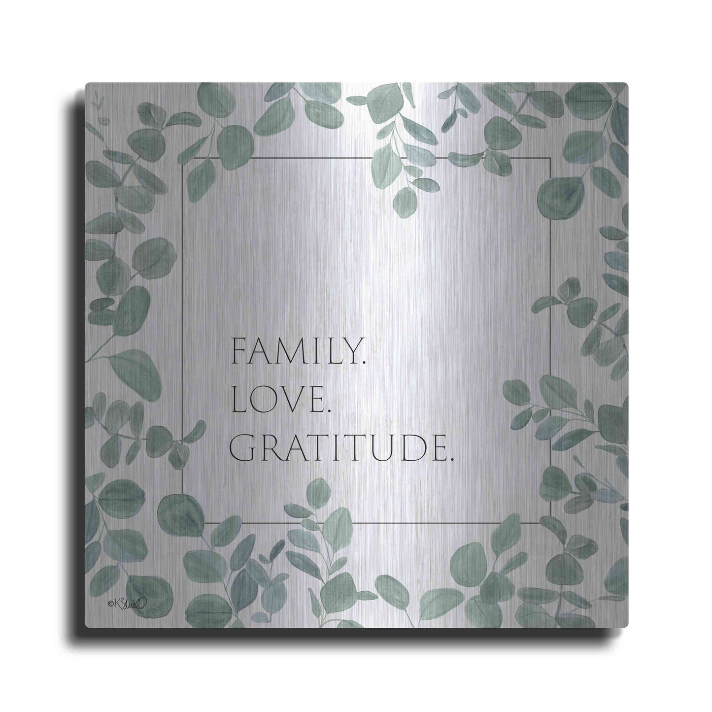 Luxe Metal Art 'Family Love Gratitude Eucalyptus' by Kate Sherrill, Metal Wall Art