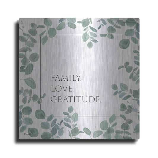 Luxe Metal Art 'Family Love Gratitude Eucalyptus' by Kate Sherrill, Metal Wall Art