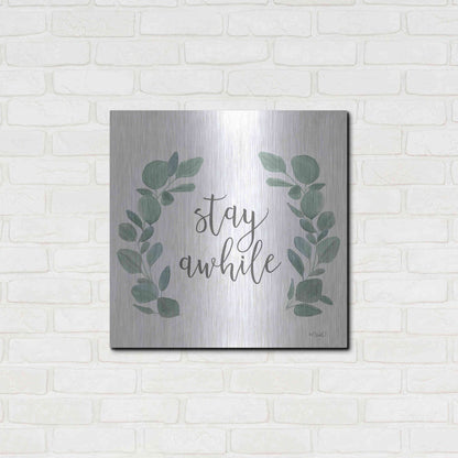 Luxe Metal Art 'Stay Awhile Eucalyptus' by Kate Sherrill, Metal Wall Art,24x24