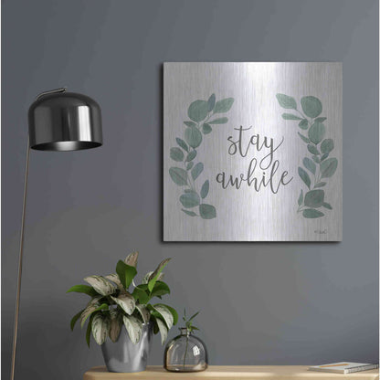 Luxe Metal Art 'Stay Awhile Eucalyptus' by Kate Sherrill, Metal Wall Art,24x24