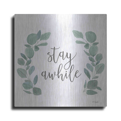 Luxe Metal Art 'Stay Awhile Eucalyptus' by Kate Sherrill, Metal Wall Art