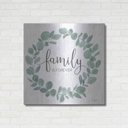 Luxe Metal Art 'Family Forever Eucalyptus Wreath' by Kate Sherrill, Metal Wall Art,36x36