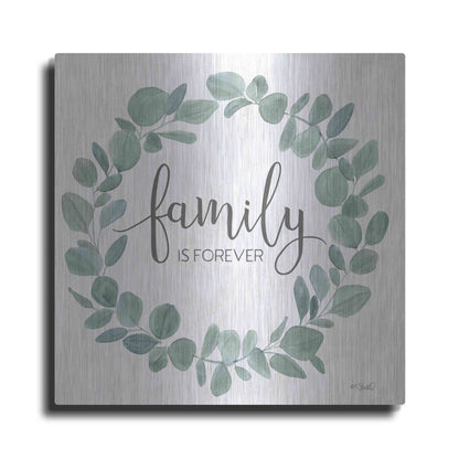 Luxe Metal Art 'Family Forever Eucalyptus Wreath' by Kate Sherrill, Metal Wall Art