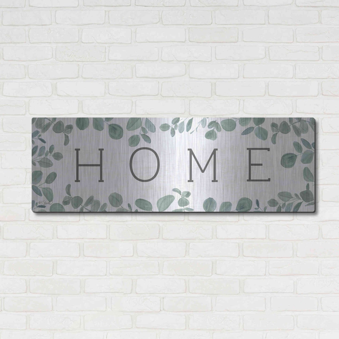 Luxe Metal Art 'Home Eucalyptus I' by Kate Sherrill, Metal Wall Art,48x16