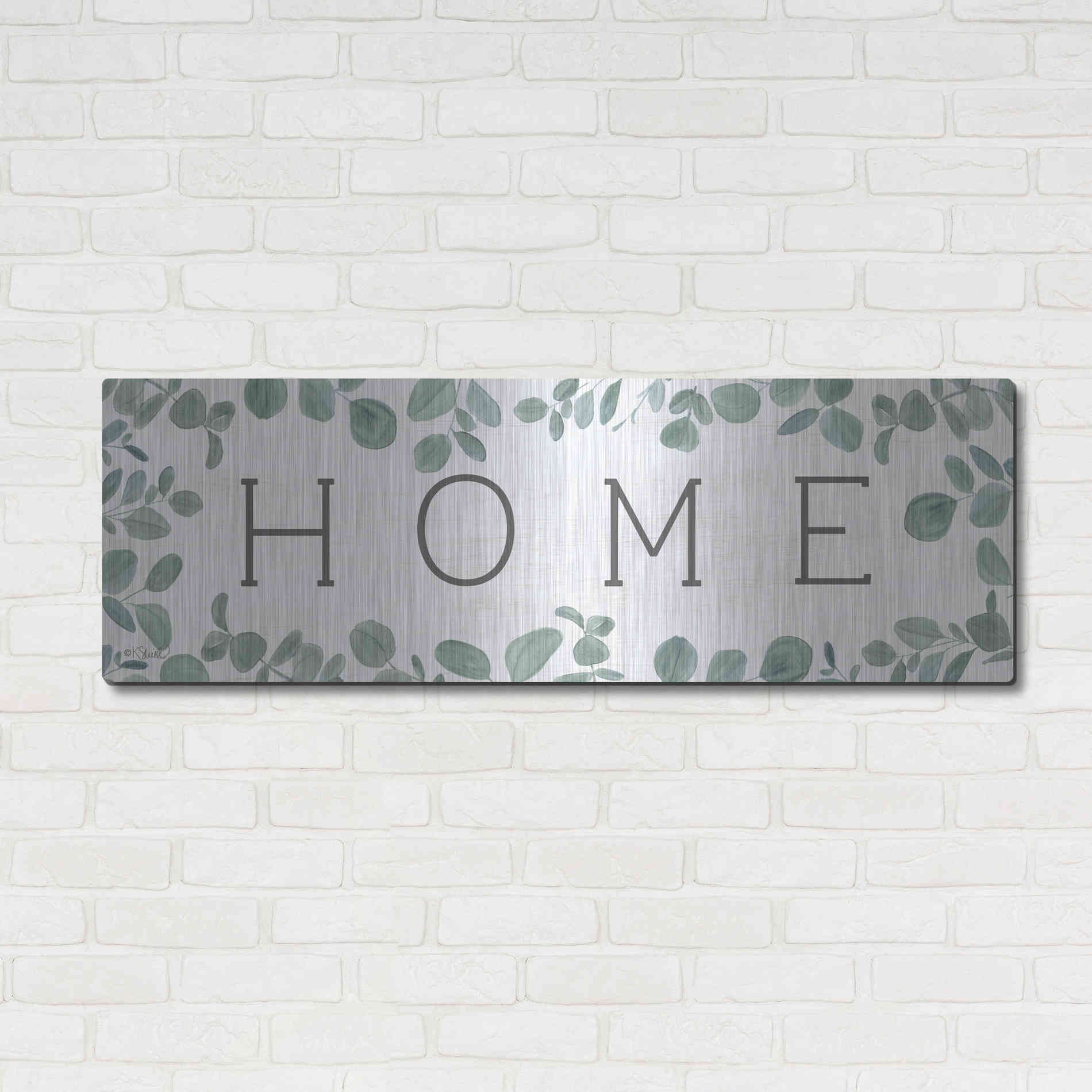 Luxe Metal Art 'Home Eucalyptus I' by Kate Sherrill, Metal Wall Art,48x16