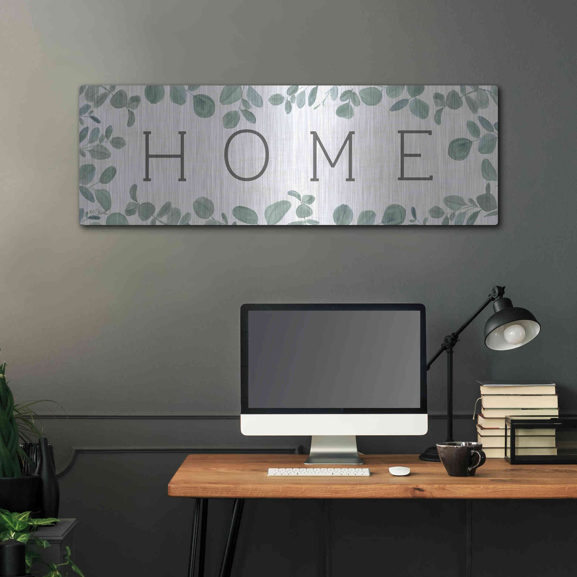 Luxe Metal Art 'Home Eucalyptus I' by Kate Sherrill, Metal Wall Art,48x16