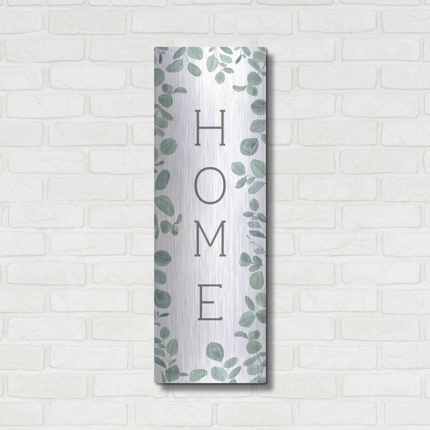 Luxe Metal Art 'Home Eucalyptus II' by Kate Sherrill, Metal Wall Art,12x36