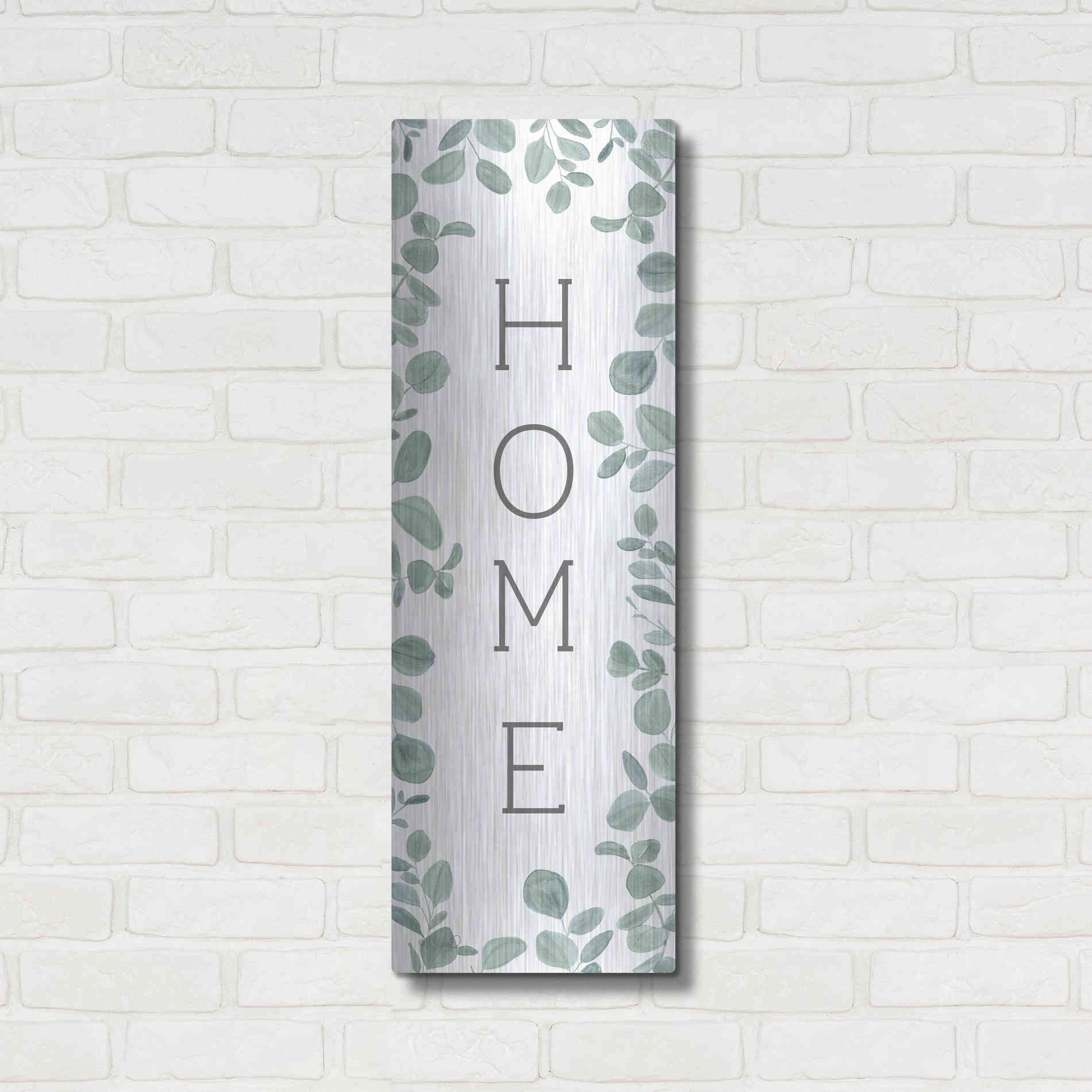 Luxe Metal Art 'Home Eucalyptus II' by Kate Sherrill, Metal Wall Art,12x36